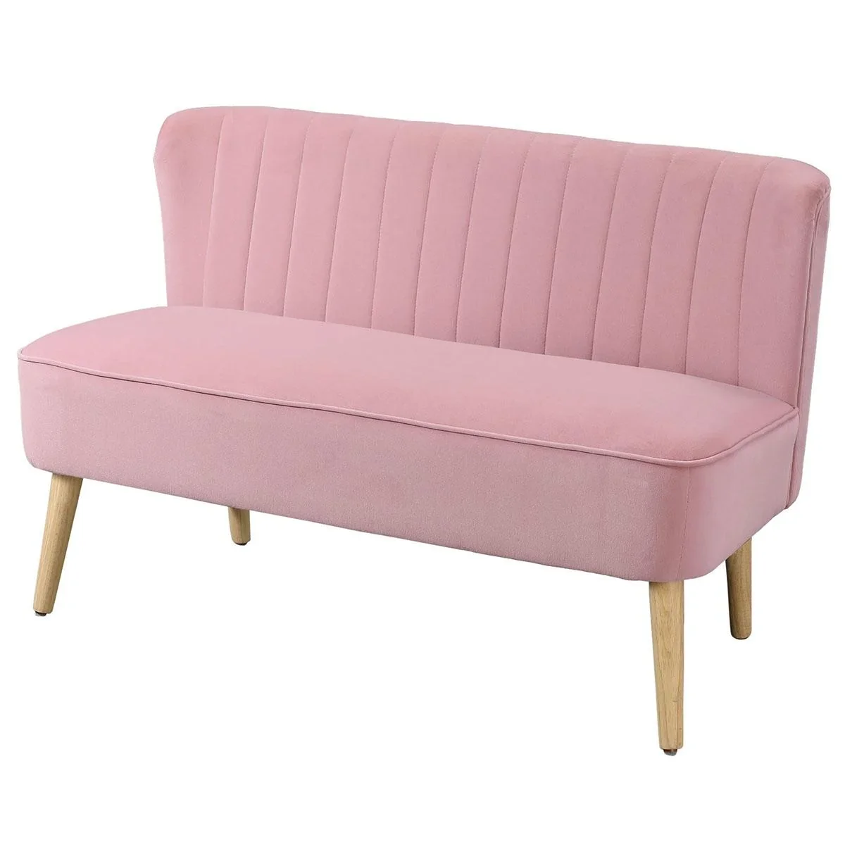 2-Sitzer Stoffsofa Polstersofa Sitzmöbel Loungesofa Holz Schaumstoff Samtartiges Polyester Rosa 117 x 56,5 x 77 cm - 0