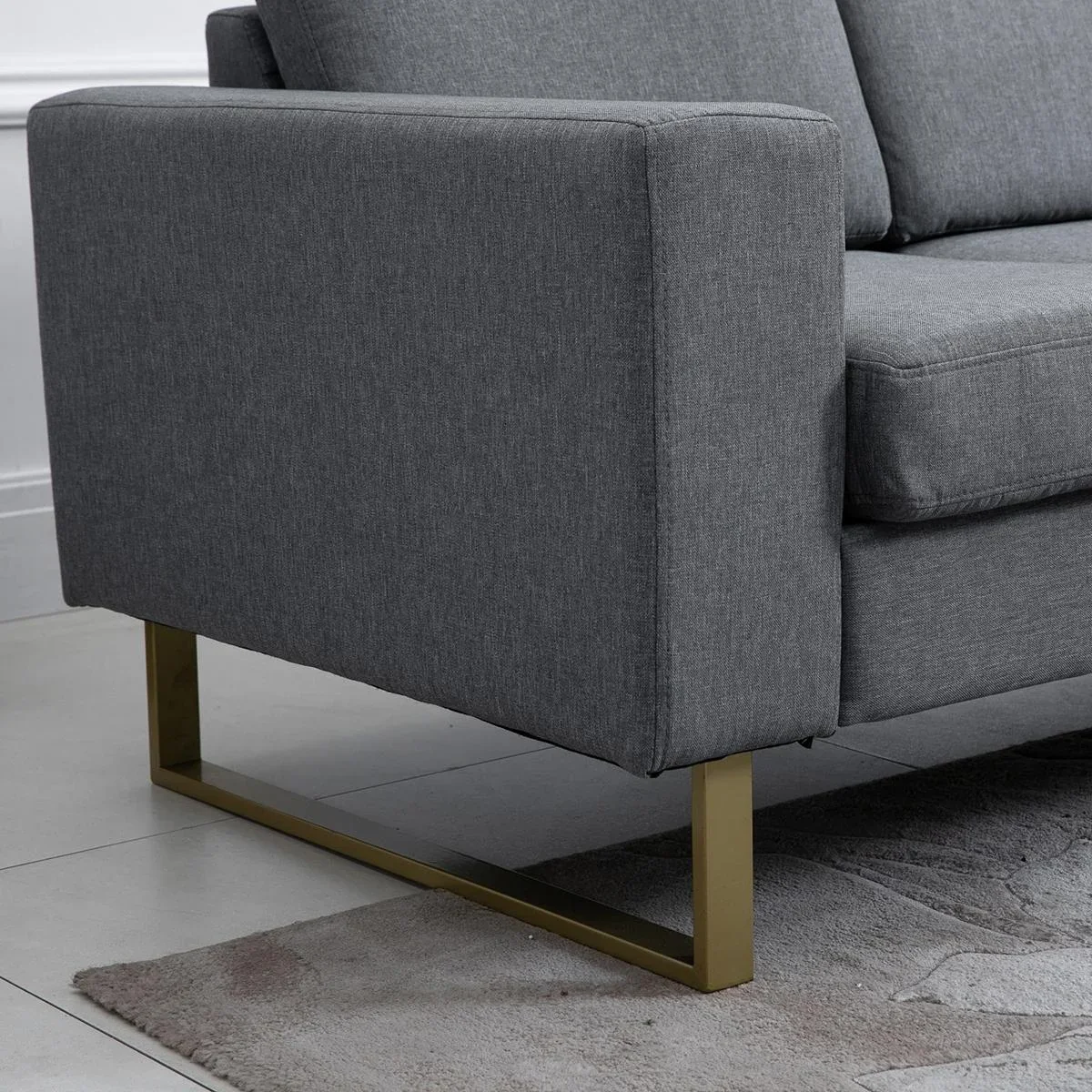 Polstersofa als 3-Sitzer dunkelgrau - 0