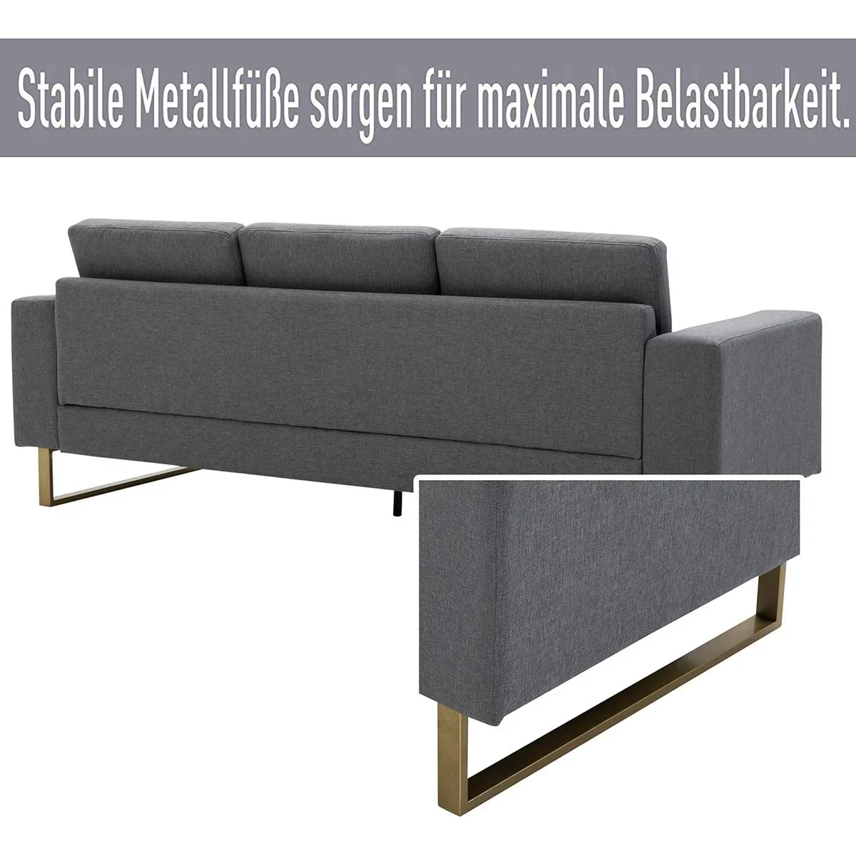 Polstersofa als 3-Sitzer dunkelgrau - 2