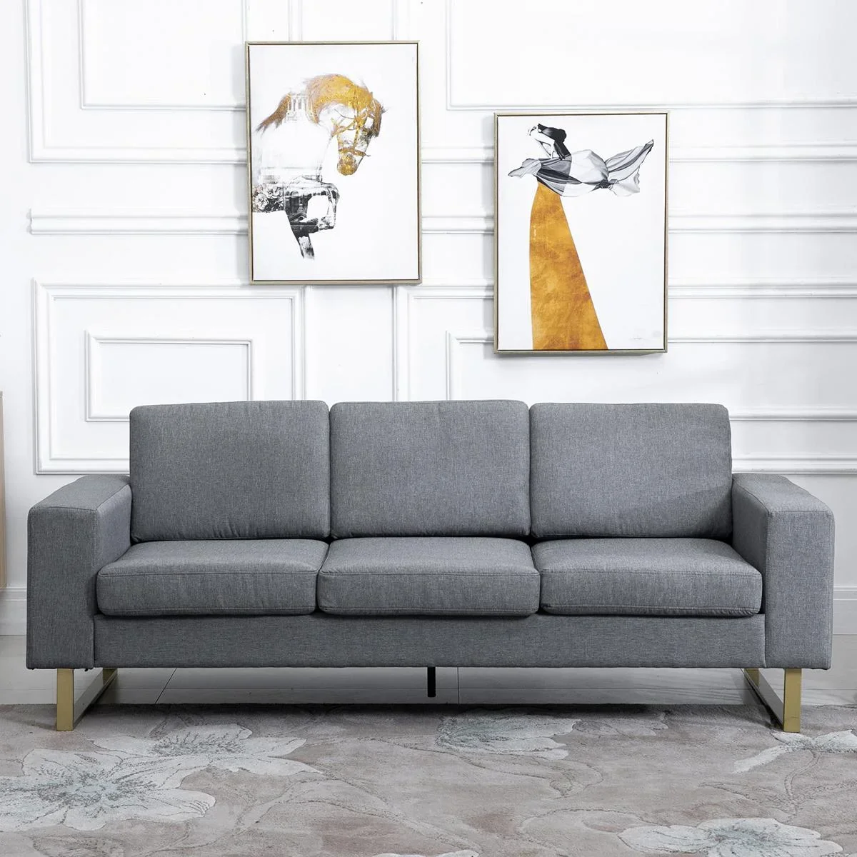 Polstersofa als 3-Sitzer dunkelgrau - 8