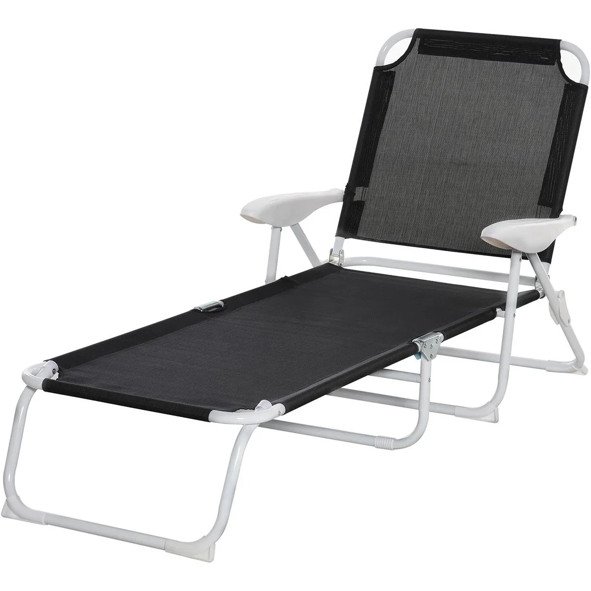 Sonnenliege mit verstellbarer Rückenlehne schwarz - 0