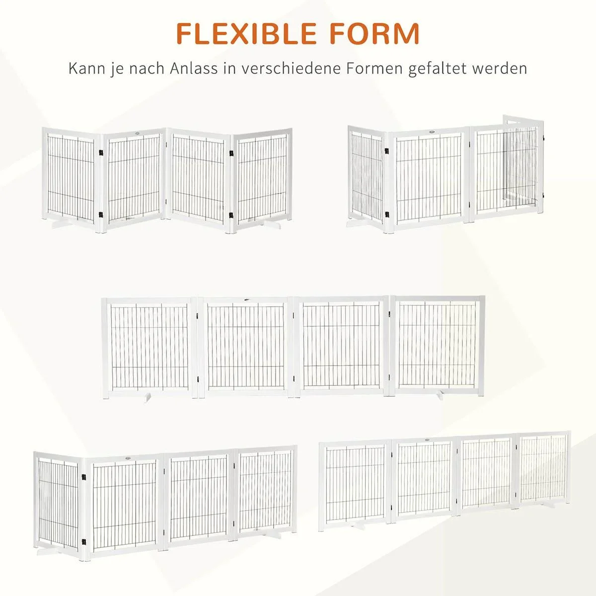 Türschutzgitter Holz Absperrgitter für Hunde Schutzgitter Hundegitter Sicherheitstür Bidirektionales Falten Stahl Weiß 3 - 0
