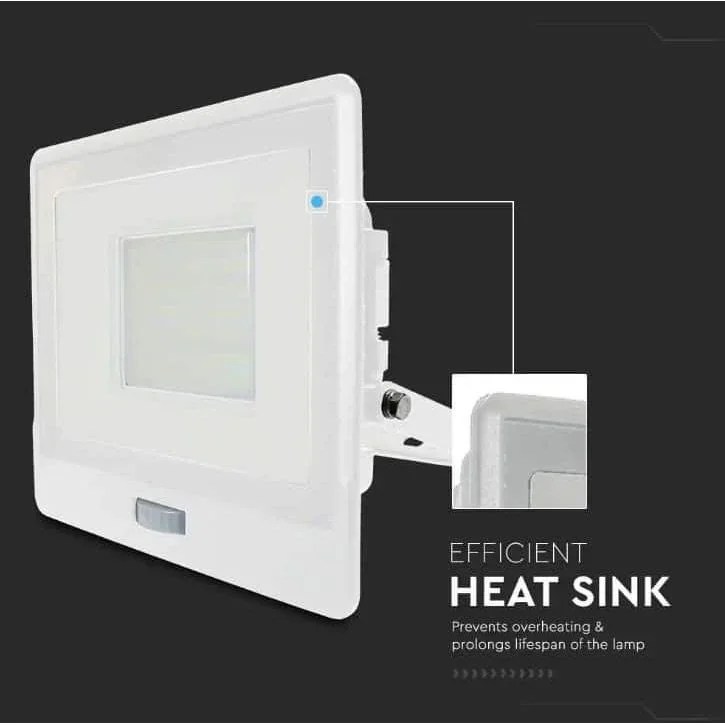 VT-158S LED-Flutlicht mit Sensor - 50 W - 4000 Lm - 4000K - Weiß - 5