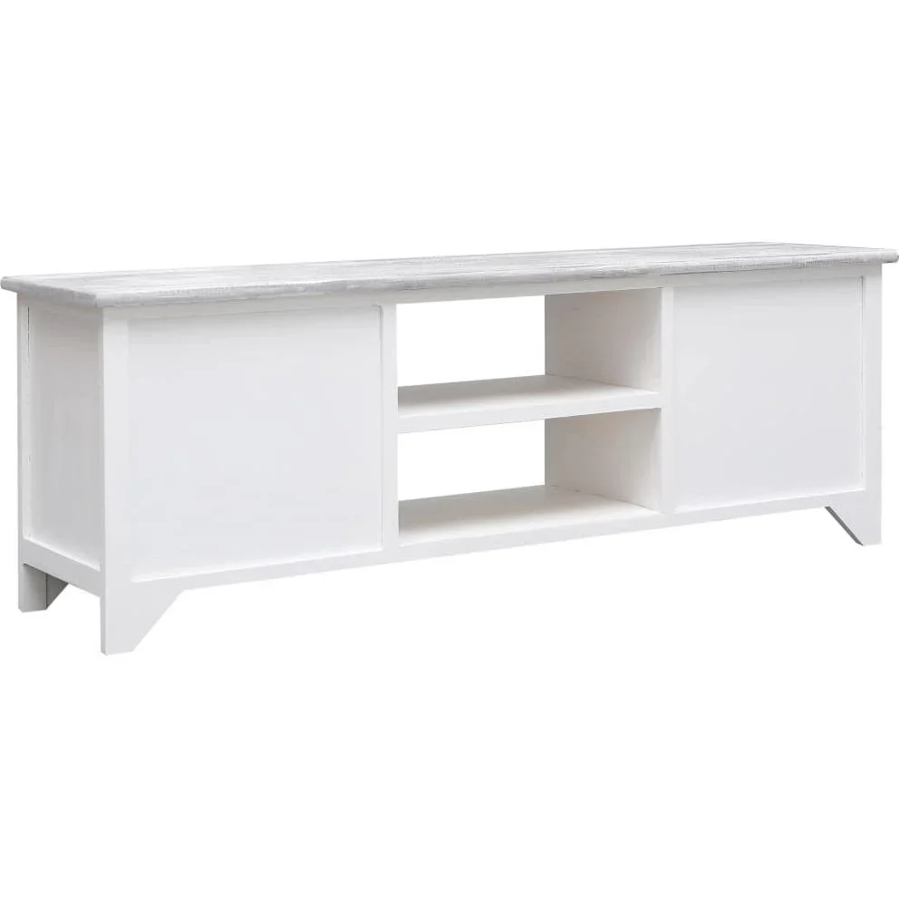 TV-Schrank 115x30x40 cm paulownia Holz weiß und grau - 0