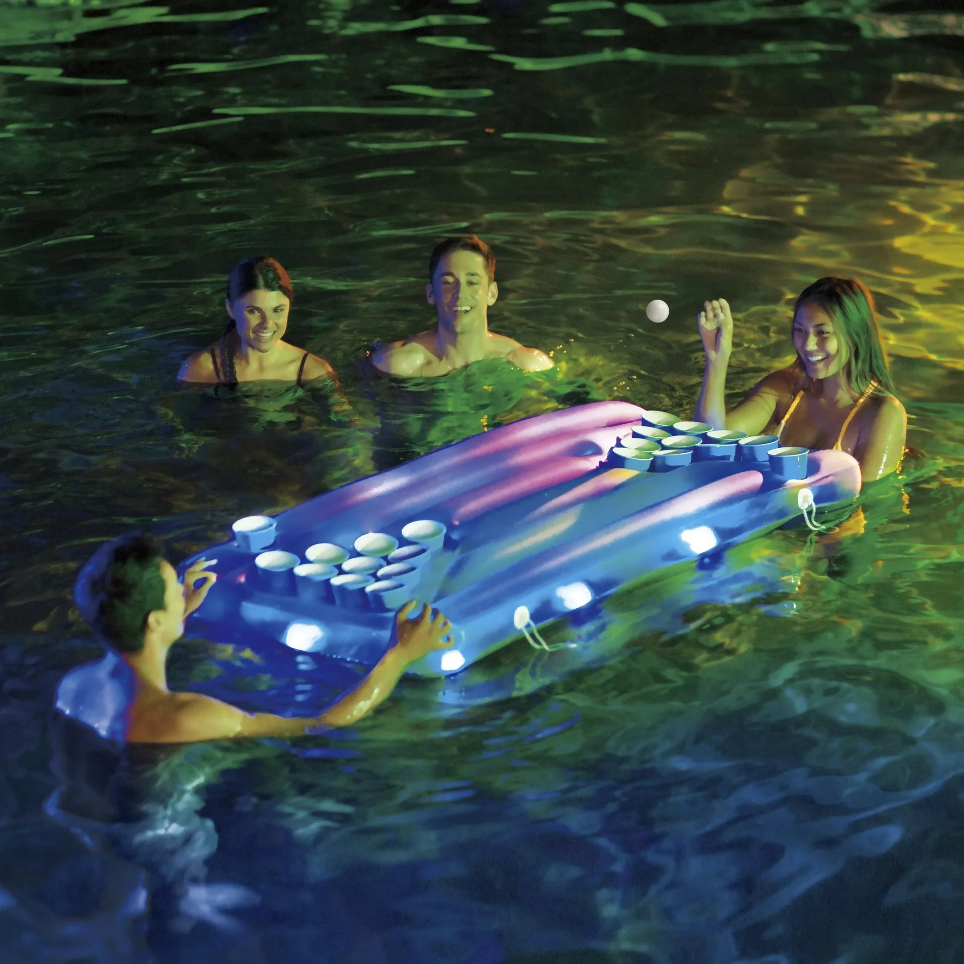 Bierpong Bierpong Spiel Set mit Bällen 160x84x19 cm Blau - 5