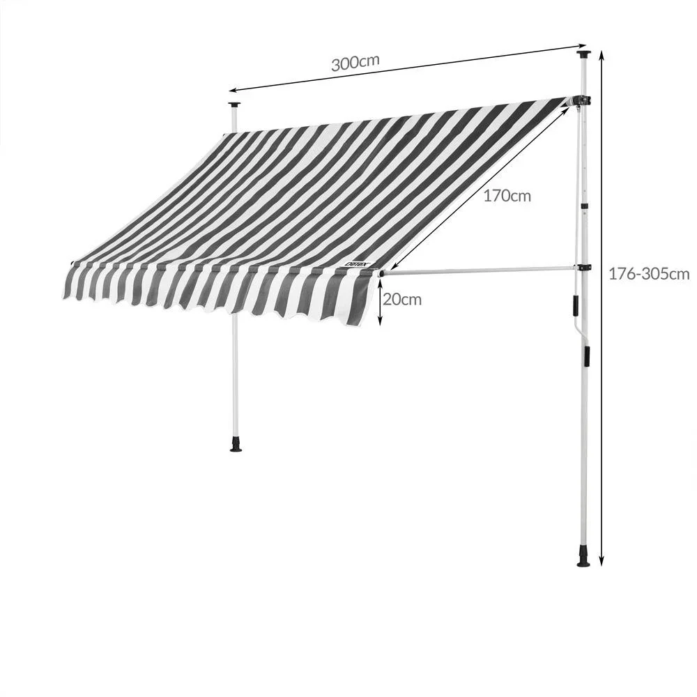 Klemmmarkise weiß/grau 300cm - 3
