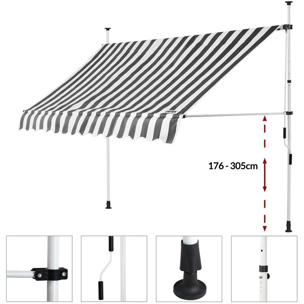 Klemmmarkise weiß/grau 300cm - 4