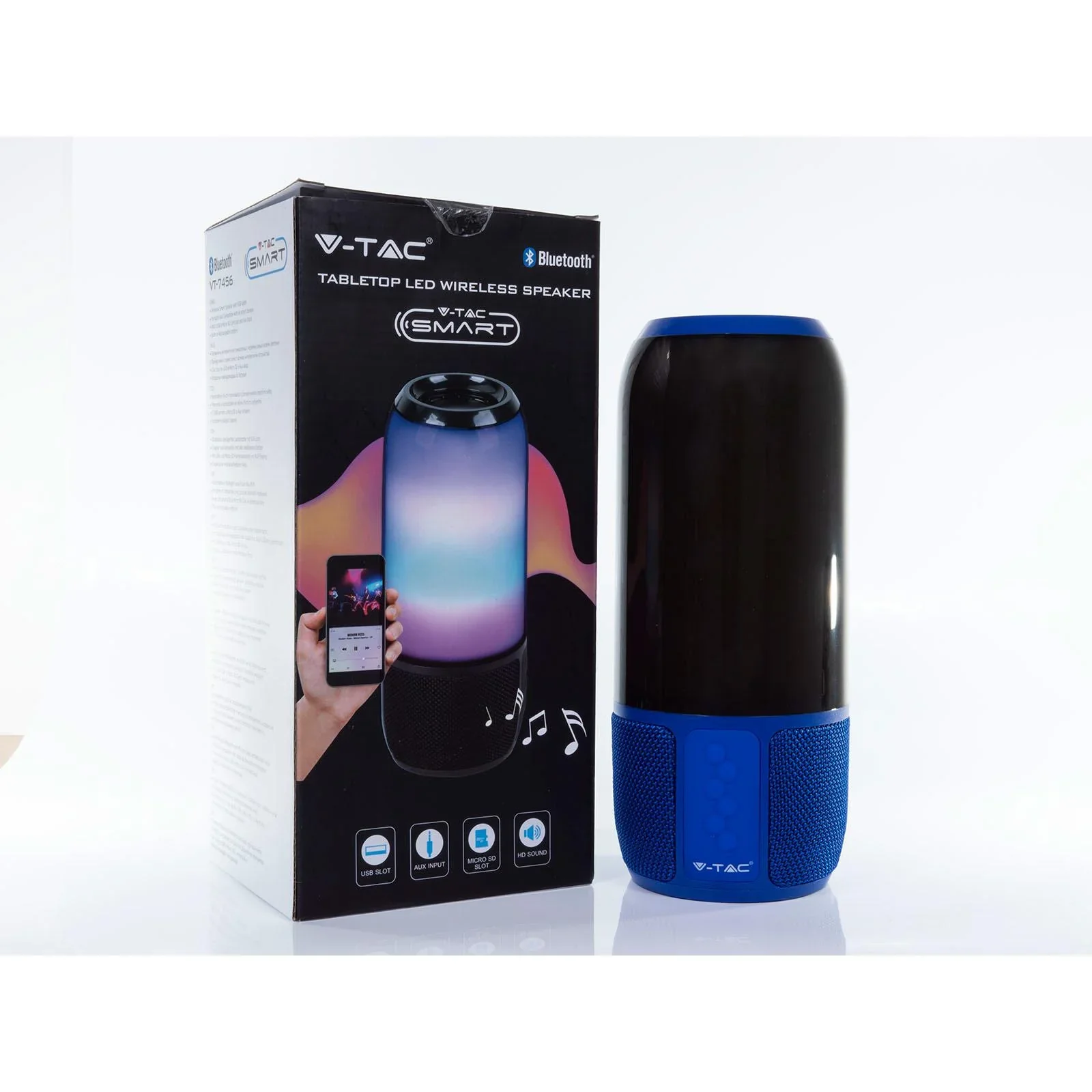 VT-7456 Bluetooth-Lautsprecher mit RGB-Beleuchtung - 2x 3Watt - Blau - 2