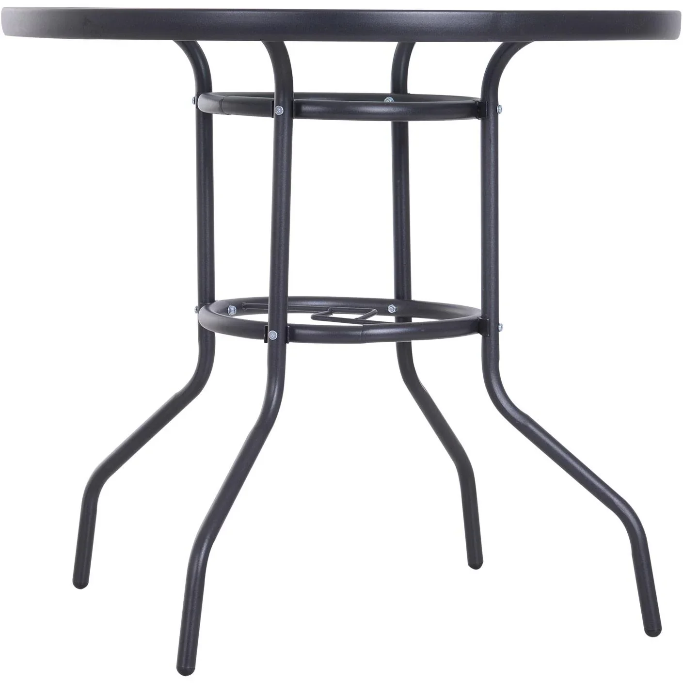 Gartentisch Garten Beistelltisch Gartenmöbel Balkontisch mit Schirmloch Schwarz Ø80 x 72 cm - 1