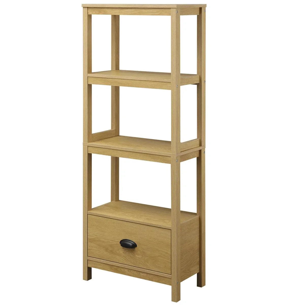 Strandregal Bücherregal 3-stufiges mit Schublade Büroregal Lagerregal Aktenregal Küchenregal MDF Eiche 60 x 30 x 150 cm - 0