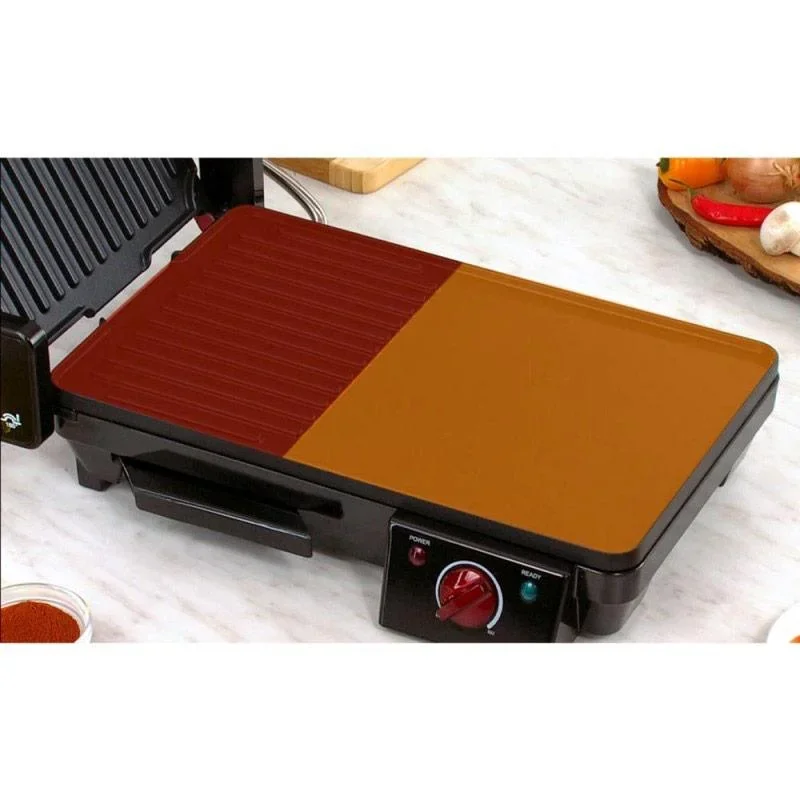 HomeVero Elektrogrill - Doppelte Oberfläche - mit Antihaftbeschichtung - 2000W - 7