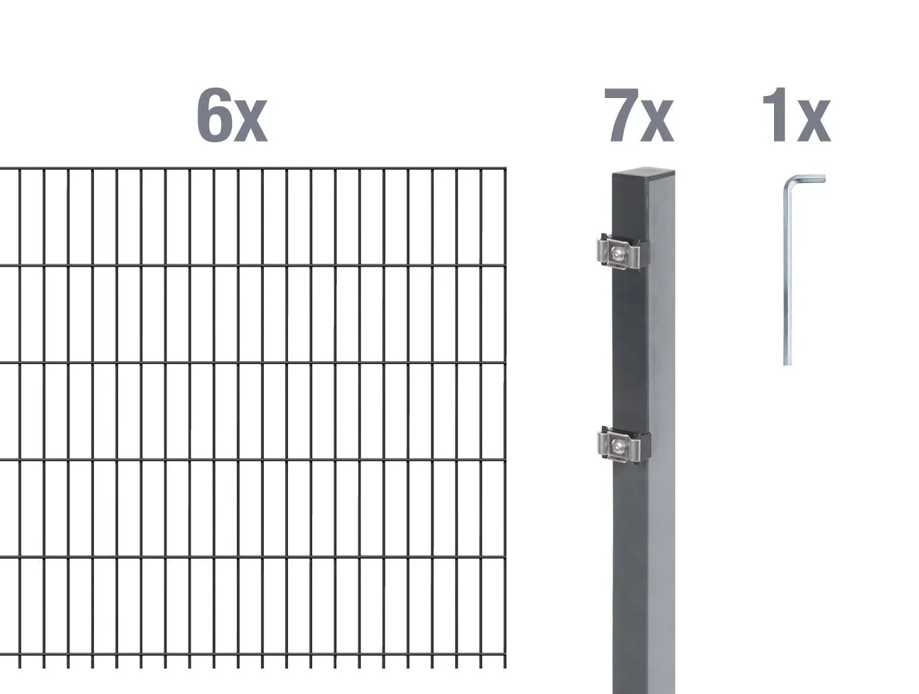 Doppelstabmattenzaun Komplettset, anthrazit, Höhe 160 cm, Länge 12 m - 3