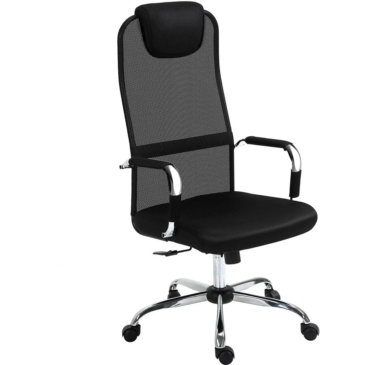 Bürostuhl mit Wippfunktion und Kopfstütze Schwarz - 0