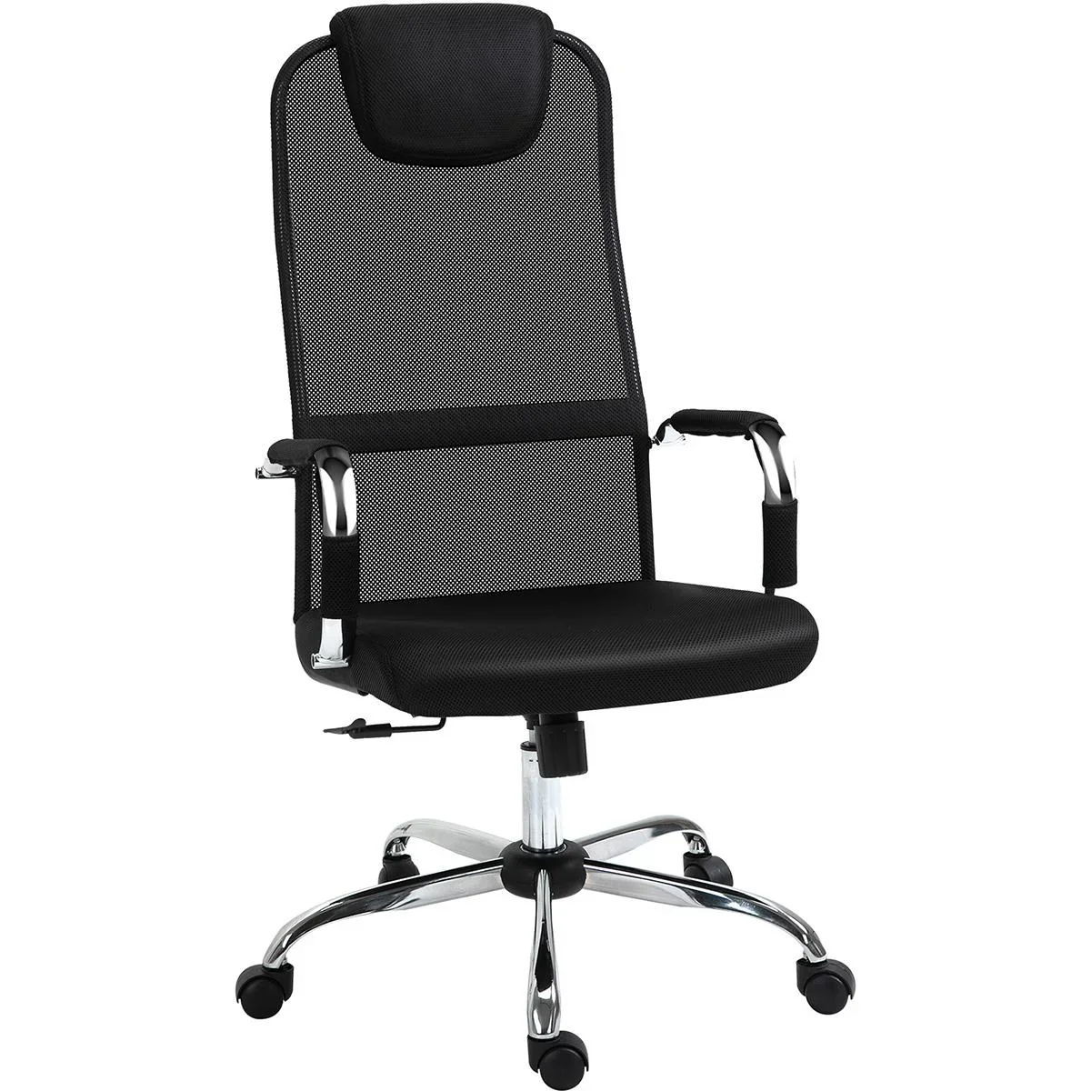 Bürostuhl mit Wippfunktion und Kopfstütze Schwarz - 1