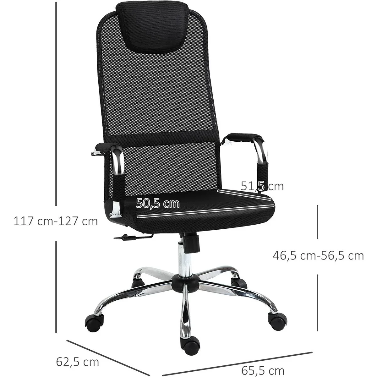 Bürostuhl mit Wippfunktion und Kopfstütze Schwarz - 7
