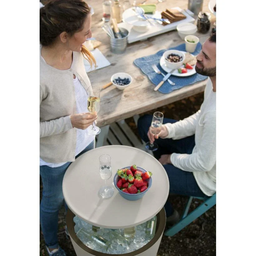 Getränkekühler - Weiß/Braun - Ø50 cm - 30L - 4