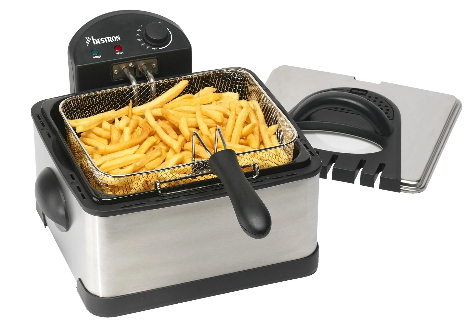 3 in 1 Fritteuse „DF 402 B“, Cool-Zone, Edelstahl gebürstet, Silberfarben/ Schwarz, 4,5 Liter, 2000 Watt - 1