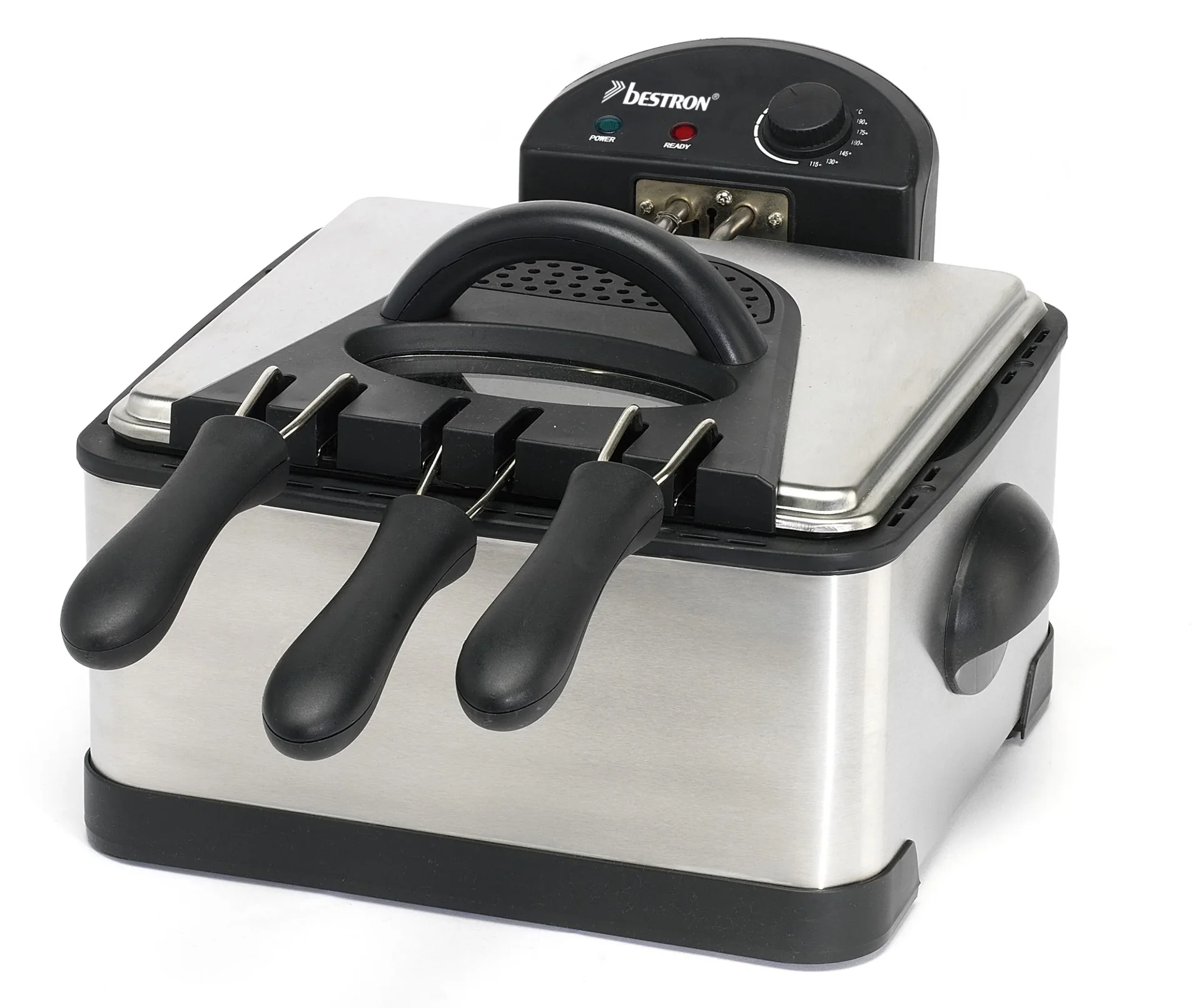 3 in 1 Fritteuse „DF 402 B“, Cool-Zone, Edelstahl gebürstet, Silberfarben/ Schwarz, 4,5 Liter, 2000 Watt - 4