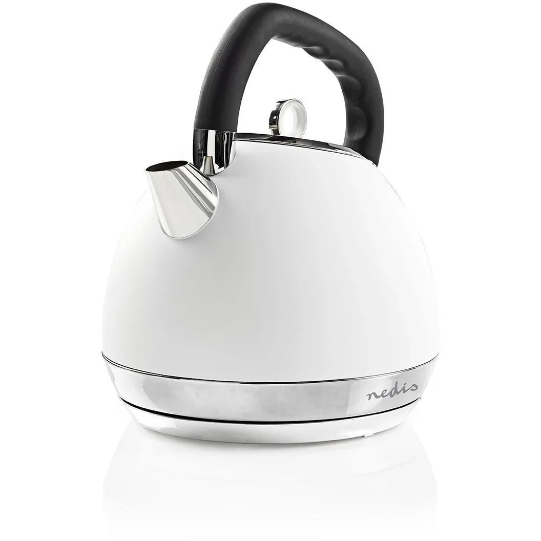 Nedis Wasserkocher - 2200W - 1.8L - Soft-Touch - Weiß - 360-Grad-Drehung - Kochtrockenschutz - 0