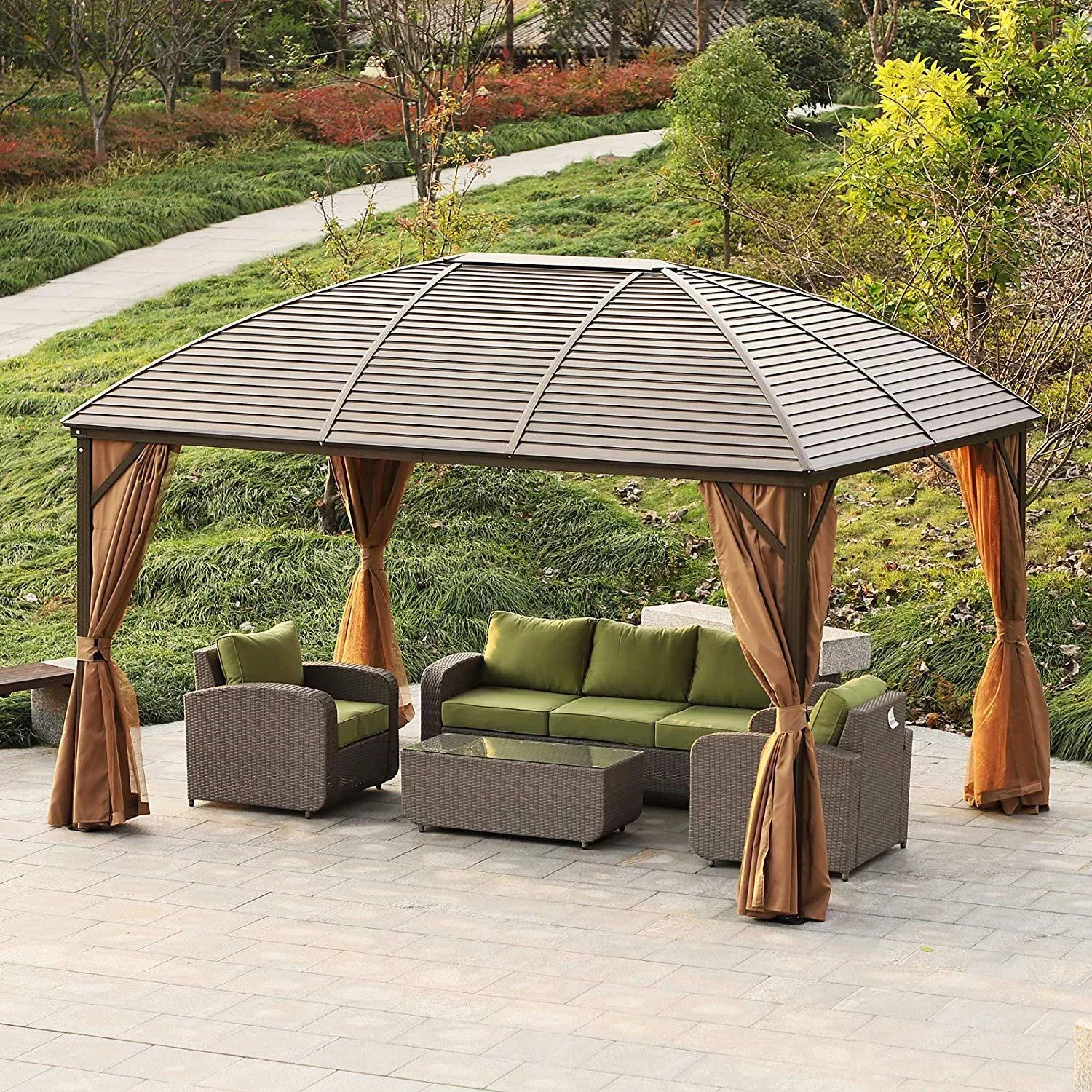 Gartenpavillon mit 2 Laternenhaken - 6