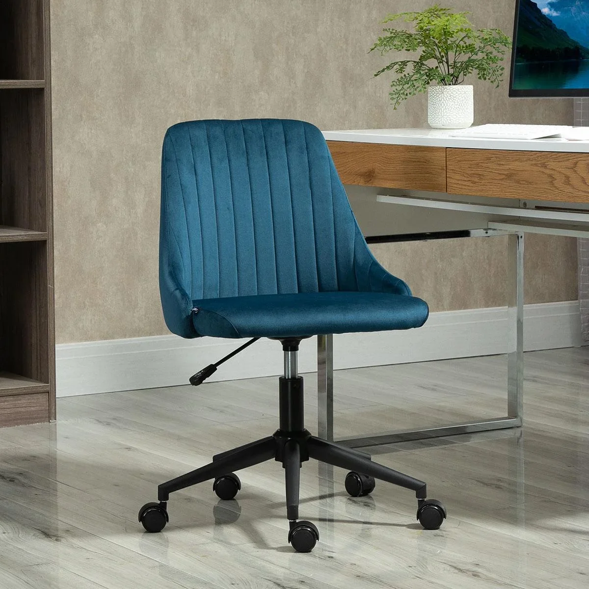 Bürostuhl Drehstuhl Schreibtischstuhl Ergonomisches Liniendesign höhenverstellbar 360° drehbar Schaumstoff Samtartiges P - 0