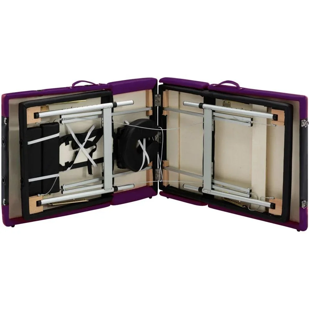 Klappbarer Massagetisch 4 Zonen Aluminium schwarz und lila - 1