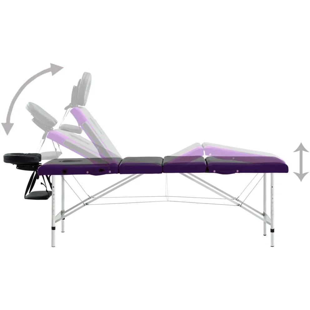 Klappbarer Massagetisch 4 Zonen Aluminium schwarz und lila - 2