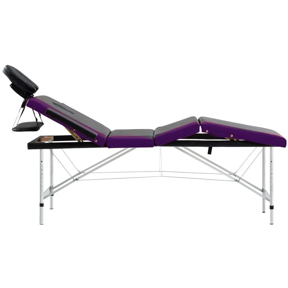 Klappbarer Massagetisch 4 Zonen Aluminium schwarz und lila - 3