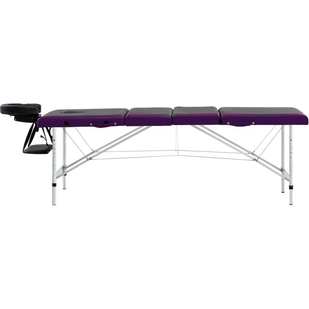 Klappbarer Massagetisch 4 Zonen Aluminium schwarz und lila - 4