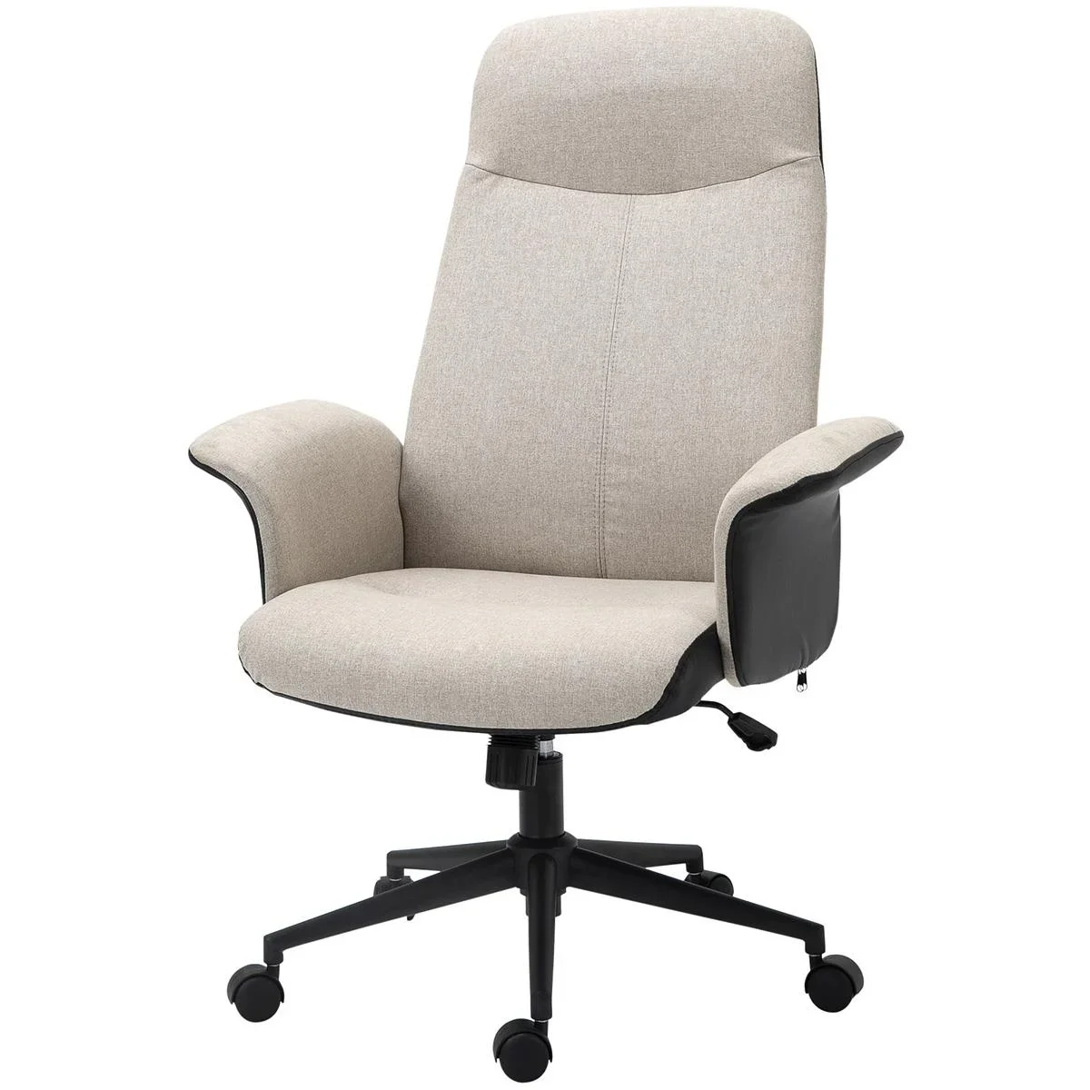 Bürostuhl Ergonomischer Drehstuhl mit Wippenfunktion Armlehne höhenverstellbar Kunstleder Beige 72 x 63 x 111-119 cm - 0