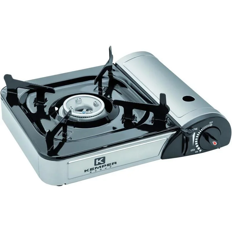 Tragbarer Gasherd - Gasgrill mit Kochfeld und 2 Gasflaschen - 2200W - 33x29x8 cm - 1