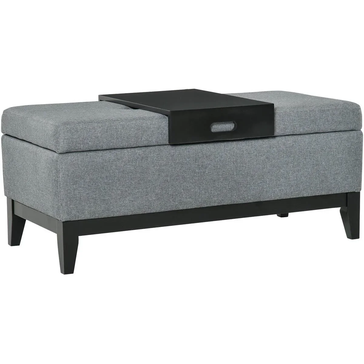 Sitzbank mit Stauraum Polsterbank Sitzhocker Sitztruhe belastbar bis 120 kg mit Tablett abnehmbar Polyester Schaumstoff - 0