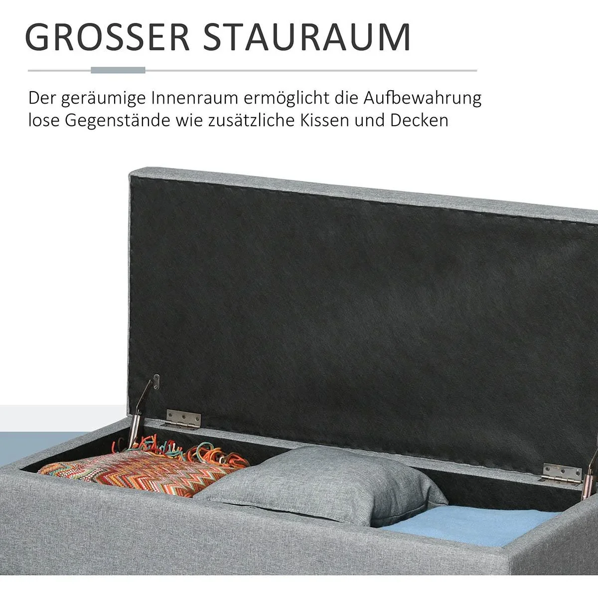Sitzbank mit Stauraum Polsterbank Sitzhocker Sitztruhe belastbar bis 120 kg mit Tablett abnehmbar Polyester Schaumstoff - 2
