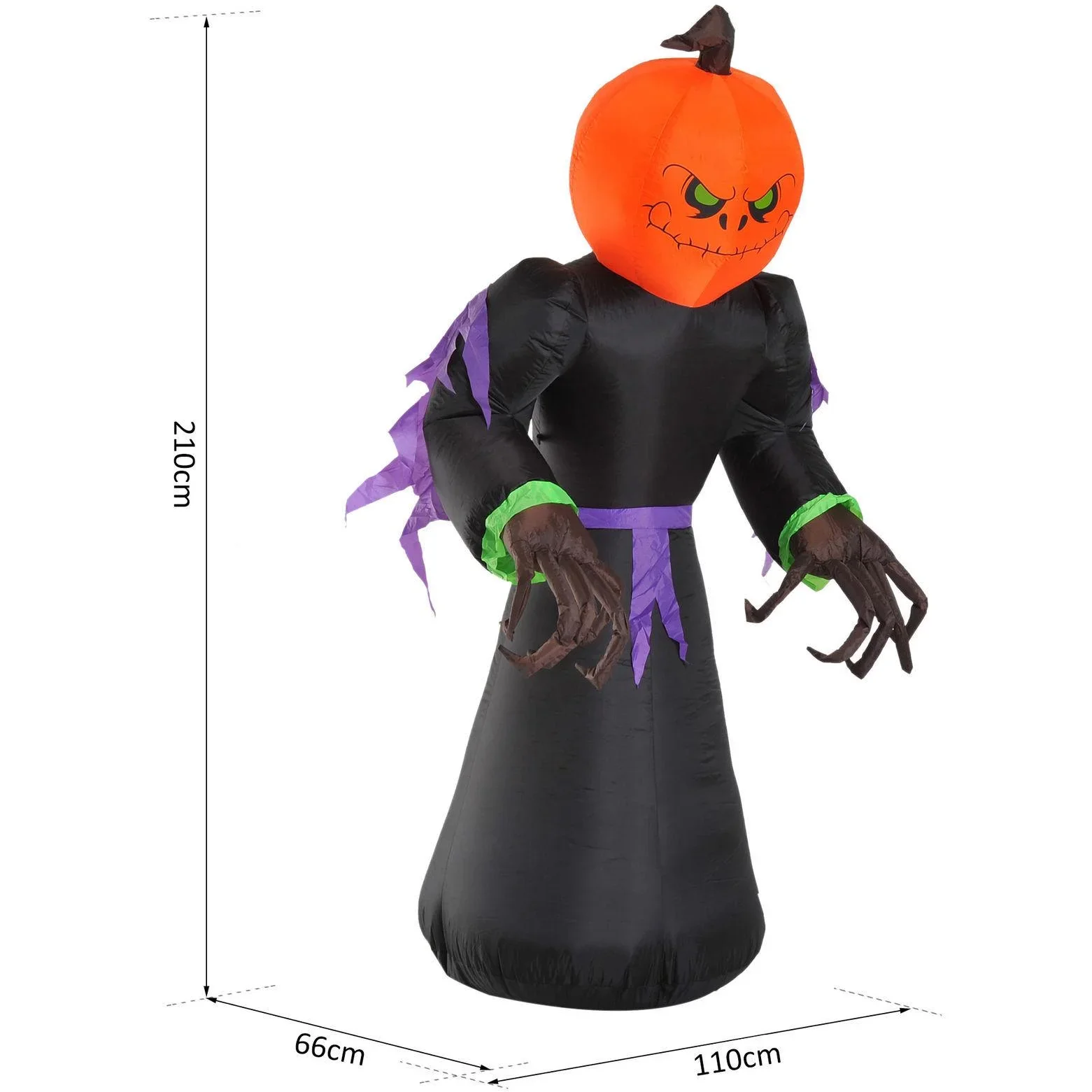 Halloween Dekoration Aufblasbar Schreck Gespenst Kürbis mit LED - 3