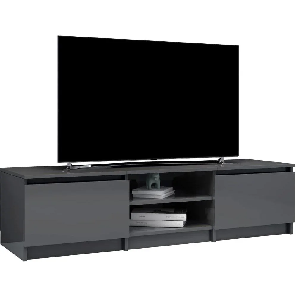 TV-Schrank 140x40x35,5 cm Spanplatte Hochglanz grau - 3
