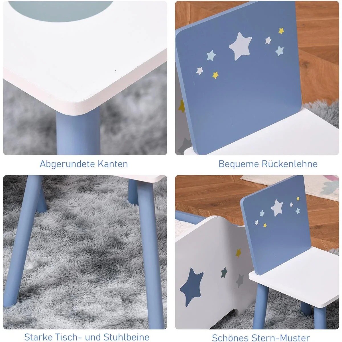 3-teilige Kindersitzgruppe mit Sternen-Design blau, weiß - 6