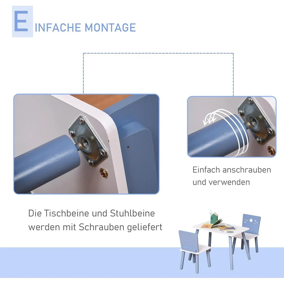 3-teilige Kindersitzgruppe mit Sternen-Design blau, weiß - 8