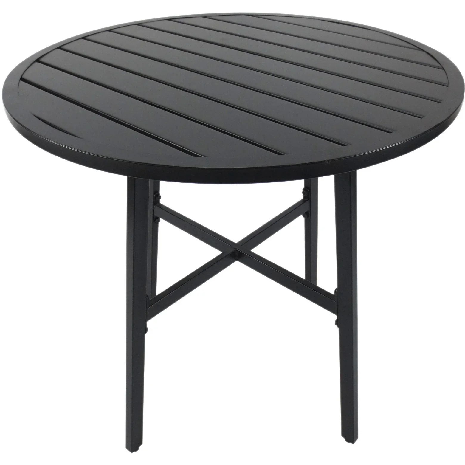 3-teilige Essgruppe Sitzgruppe Esstisch-Set rund Tisch Metall Schwarz mit 1 Tisch + 2 Stühlen - 3