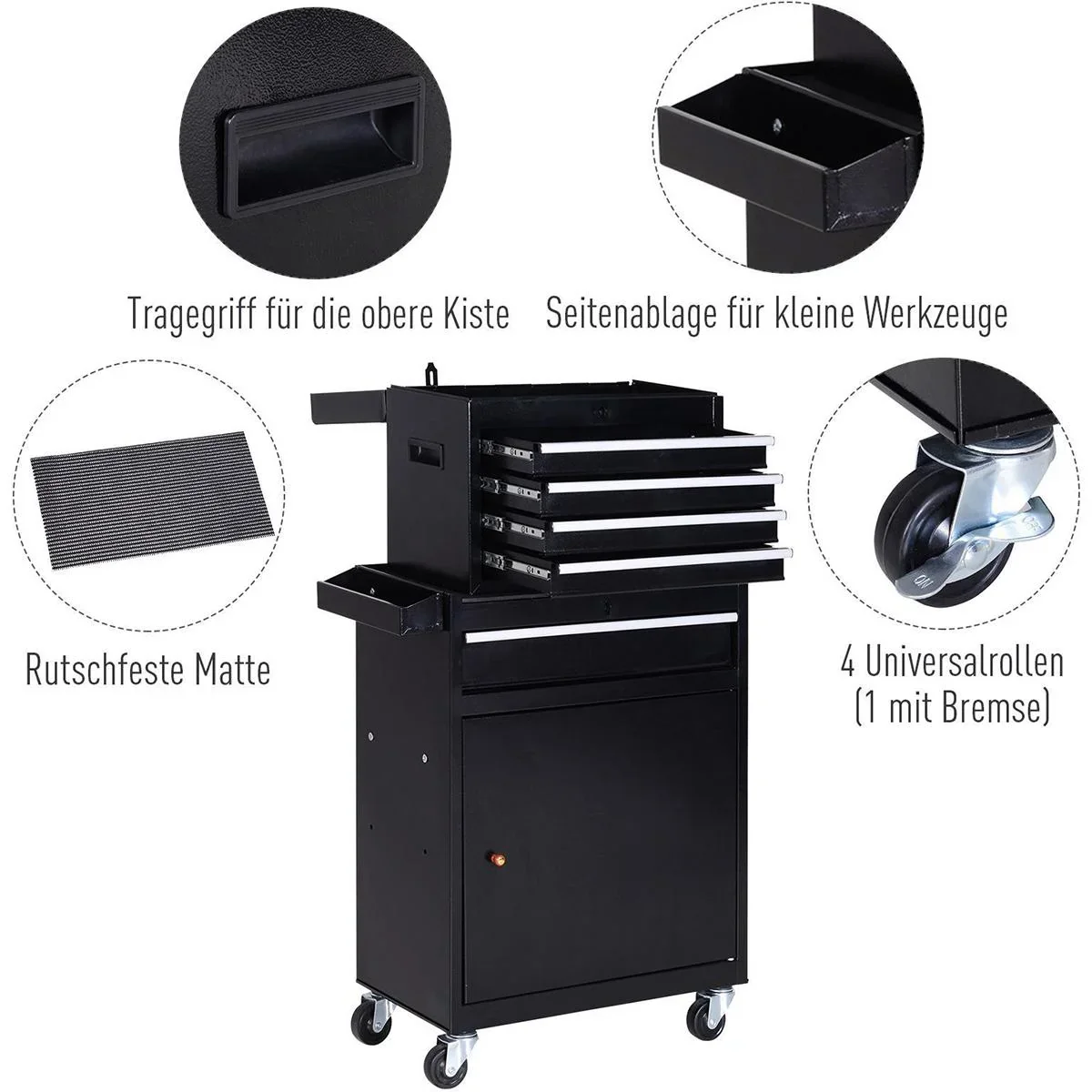 Mobiler Werkstattwagen schwarz - 4