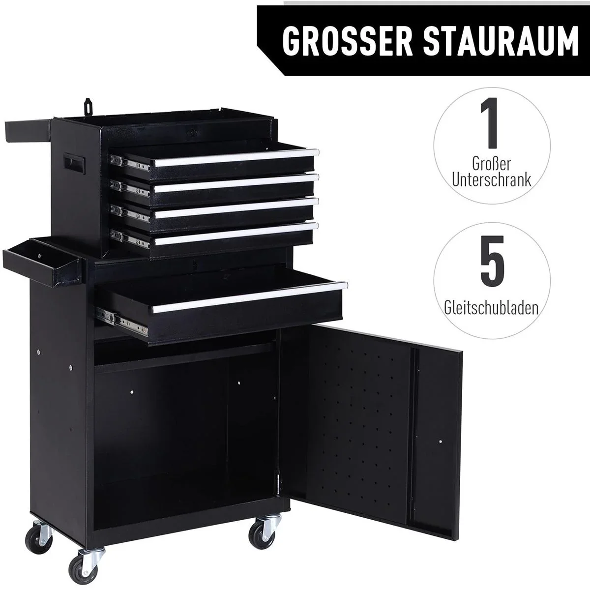 Mobiler Werkstattwagen schwarz - 5
