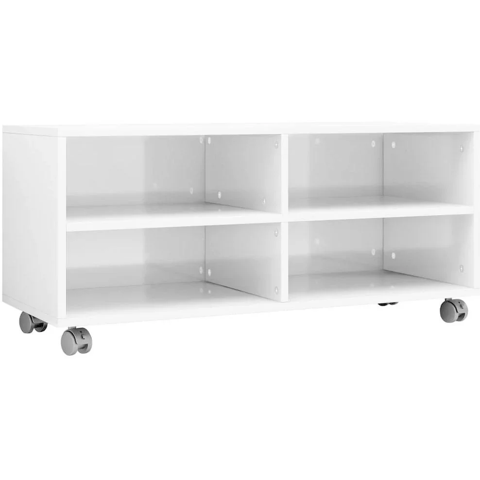 TV-Schrank mit Rollen 90x35x35 cm Spanplatte Hochglanz weiß - 3