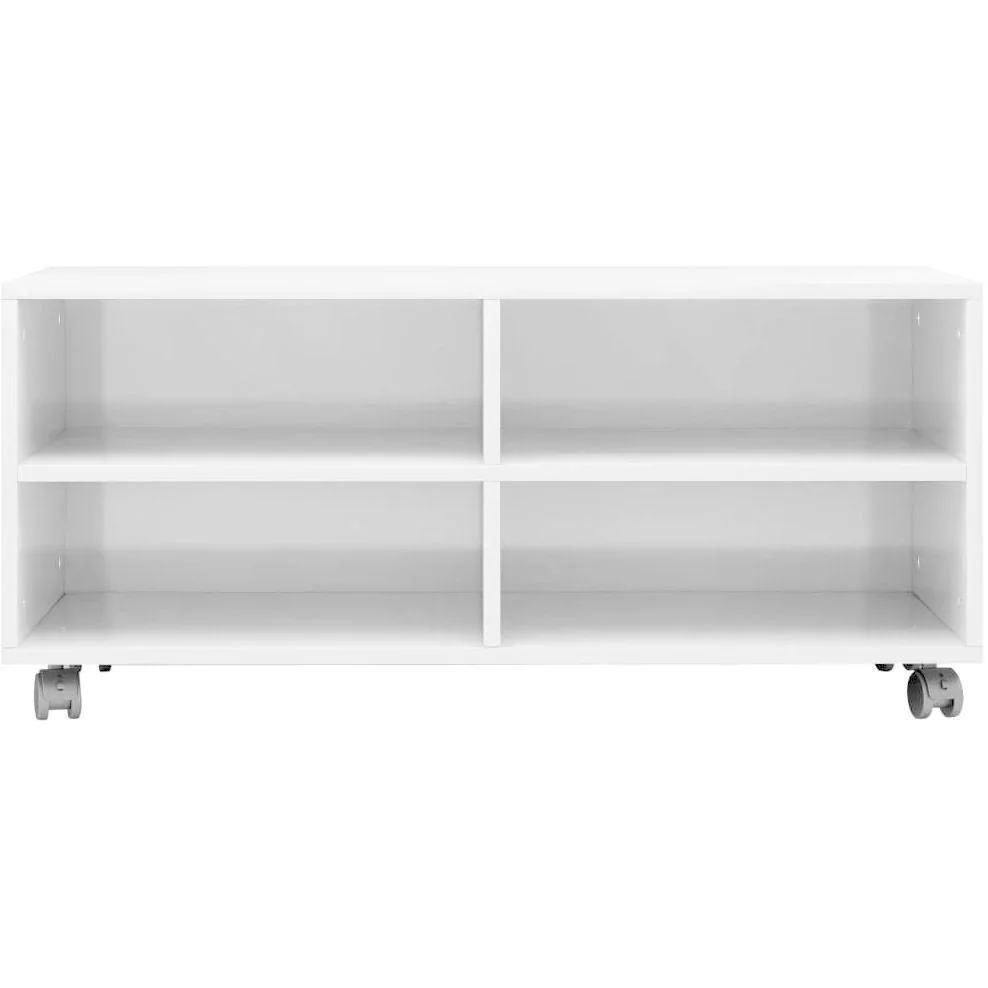 TV-Schrank mit Rollen 90x35x35 cm Spanplatte Hochglanz weiß - 4