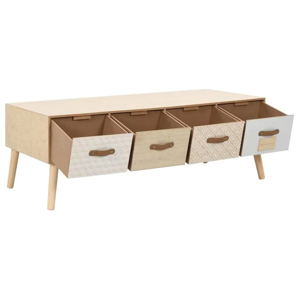 Couchtisch mit 4 Schubladen 110x50x40 cm Kiefer massiv - 0