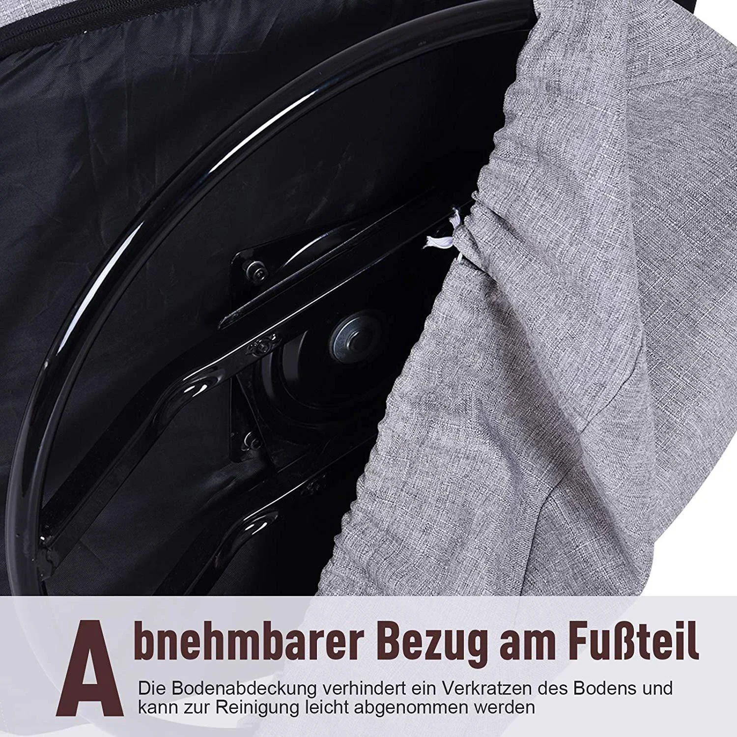 Bodensitzkissen und Rückenkissen Klappstuhl Polsterauflage Leinen Hellgrau 64 x 93 x 80 cm - 0