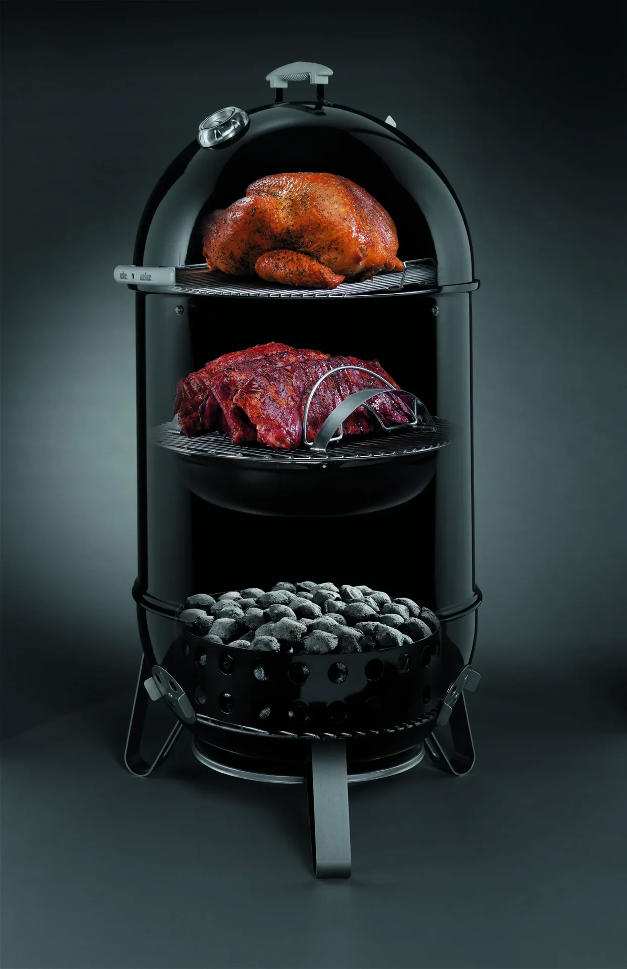 Holzkohlegrill Smokey Mountain Cooker, 57 cm, Black - 5