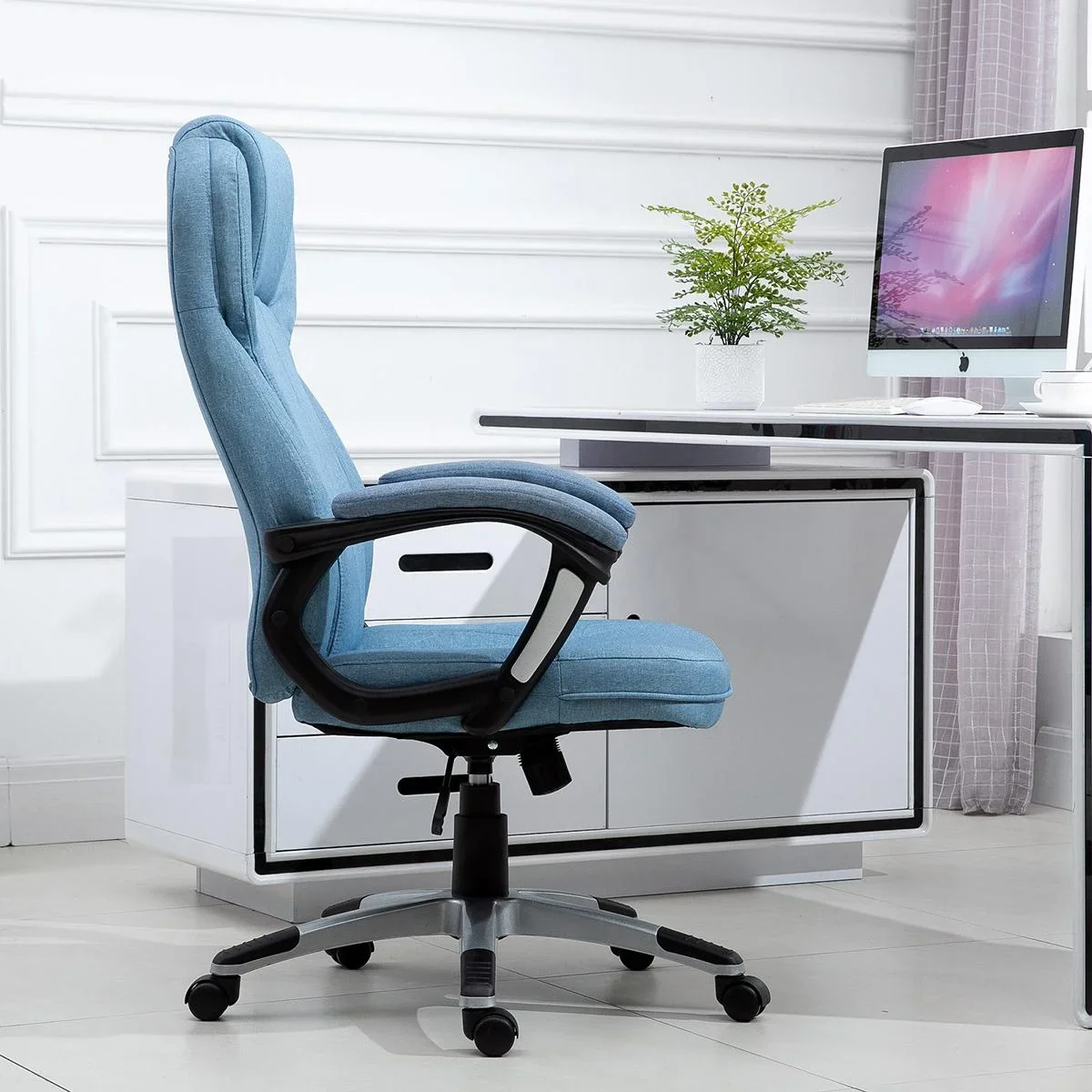 Bürostuhl mit Wippfunktion hellblau - 6