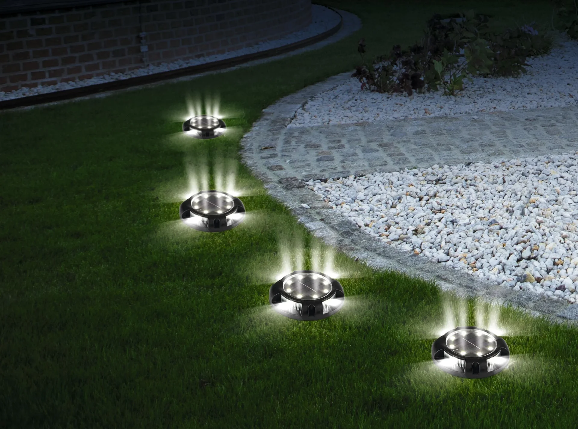 4er Set Solar Bodenleuchte mit Dämmerungssensor - 6