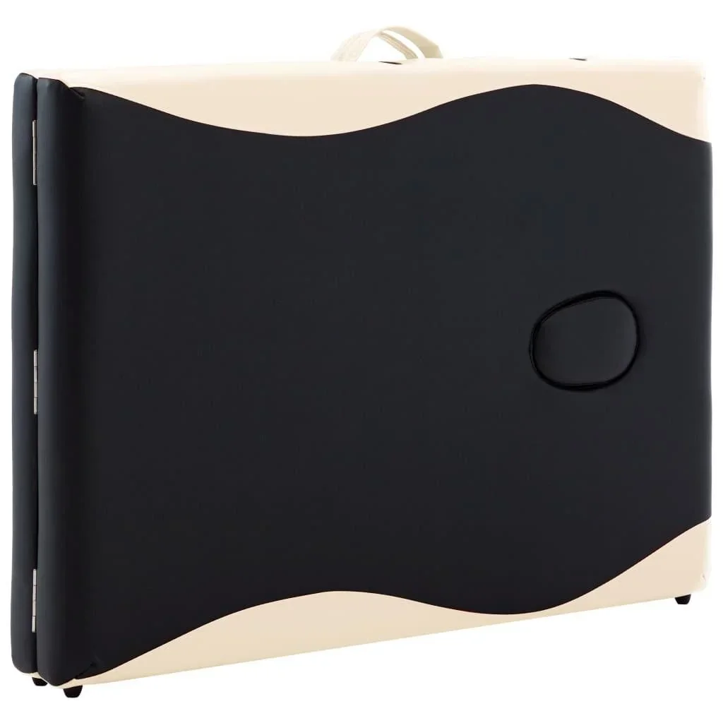 Klappbarer Massagetisch 2 Zonen Holz schwarz und beige - 4