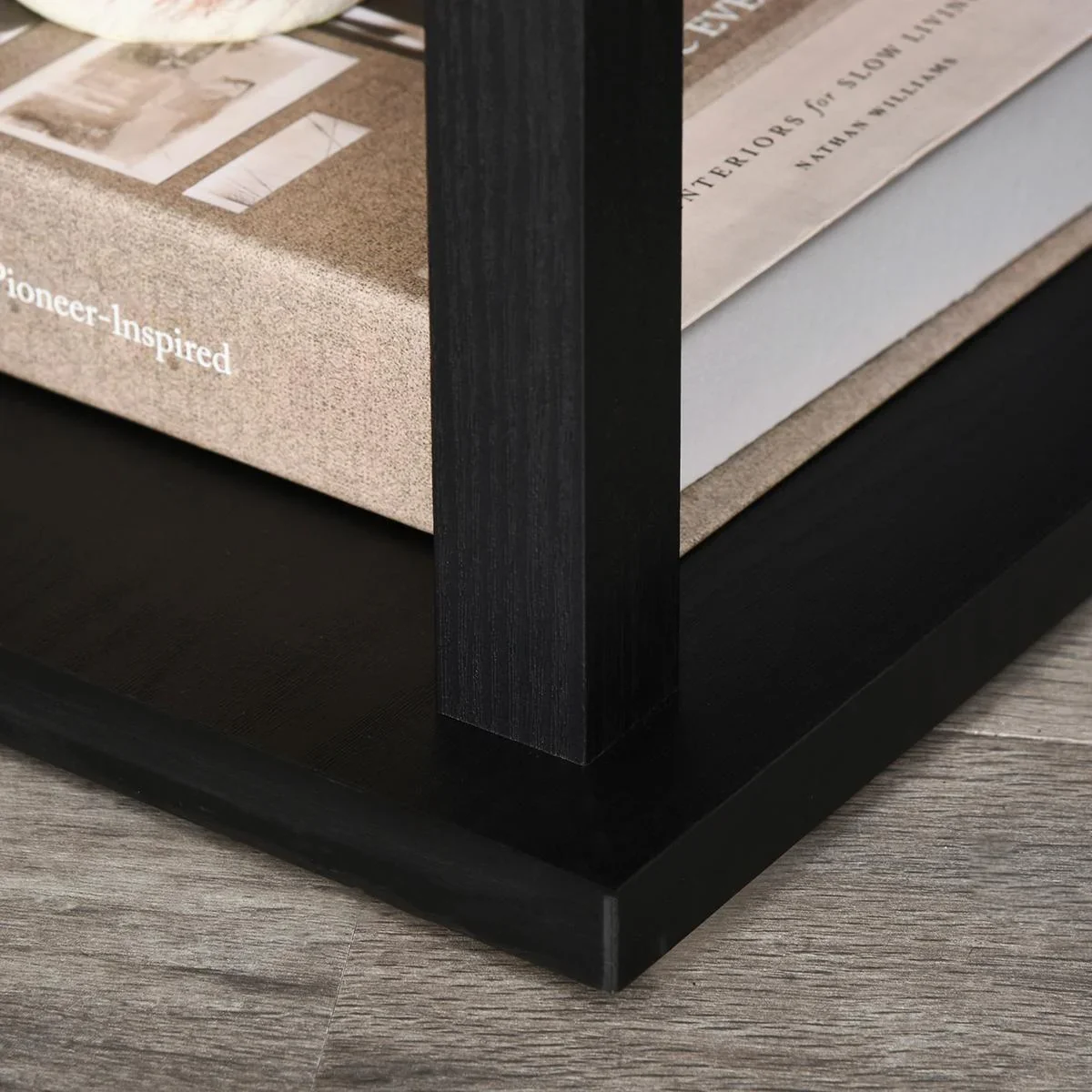 2-in-1 Stehleuchte mit Regal schwarz, weiß - 7