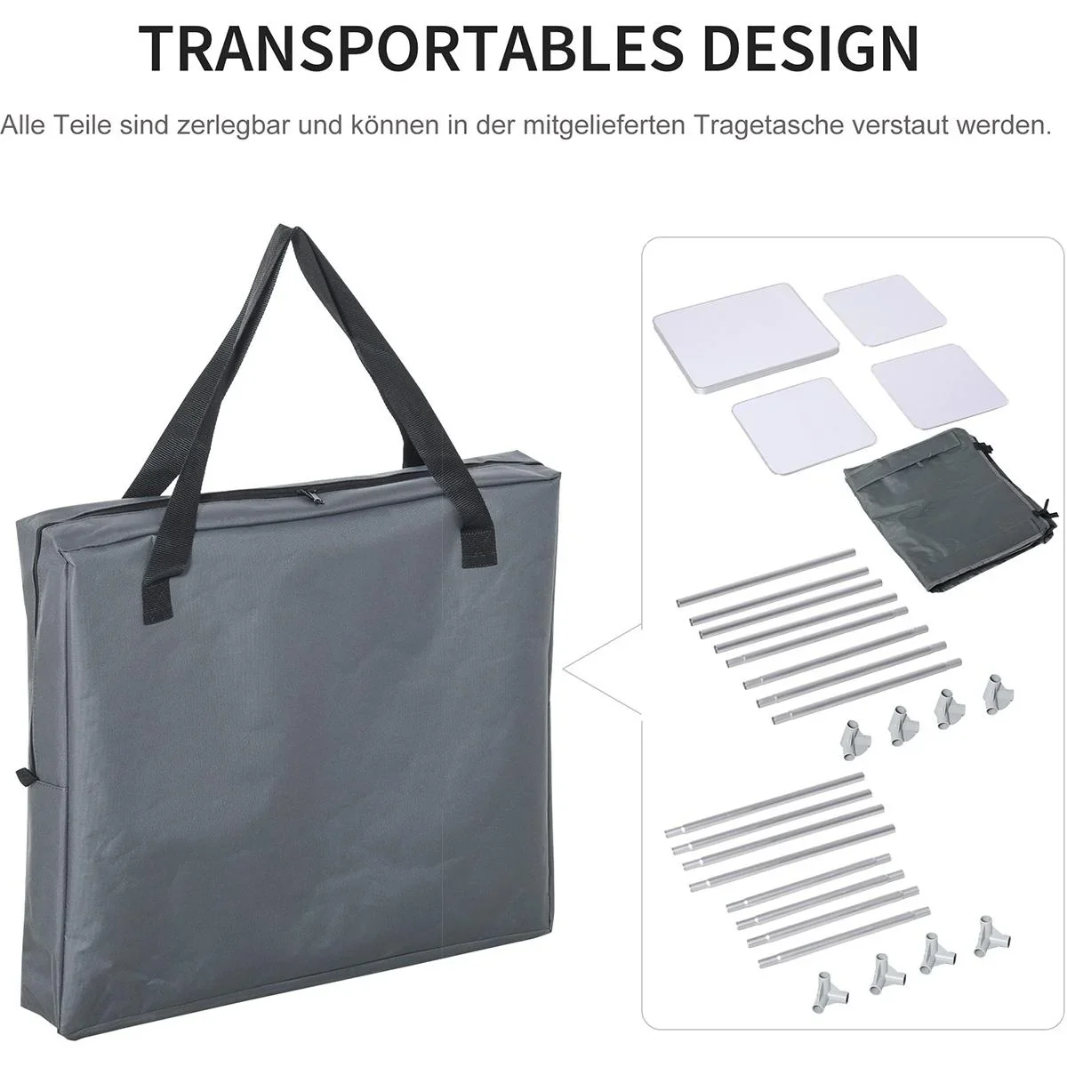 2in1Campingtisch mit Arbeitsplatte und Fächern grau - 1